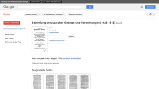 
                            7. Sammlung preuszischer Gesetze und Verordnungen [1425-1818]