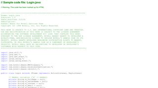
                            5. Sample Code for Login.java - Novell