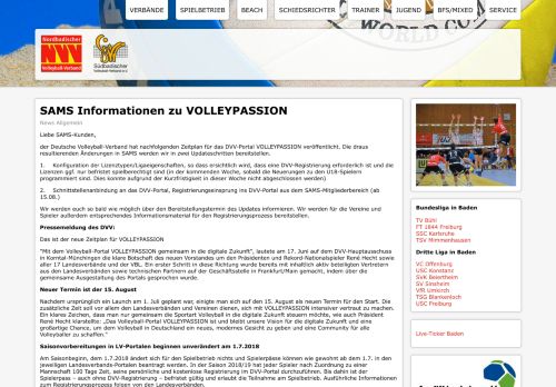 
                            13. SAMS Informationen zu VOLLEYPASSION - Badische Volleyball ...