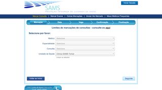 
                            9. SAMS Marcações Online | Marcação