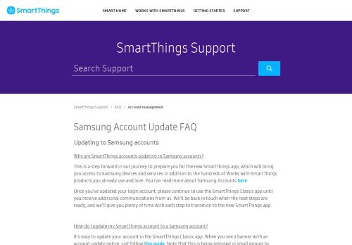 
                            13. Samsung Account Update FAQ – SmartThings Support