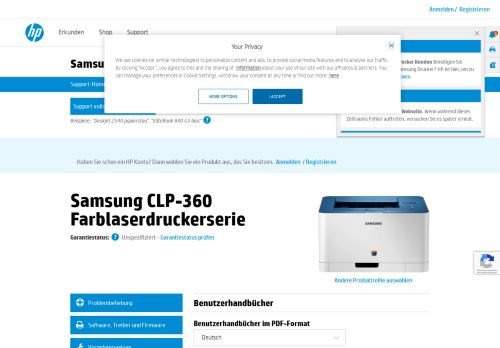 
                            1. Samsung CLP-360 Farblaserdruckerserie Brugervejledninger | HP ...