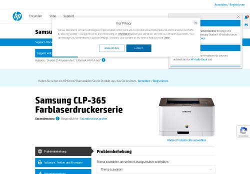 
                            1. Samsung CLP-365 Farblaserdruckerserie | HP® Kundensupport