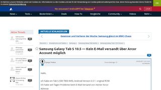 
                            6. Samsung Galaxy Tab S 10.5 — Kein E-Mail versandt über Arcor ...