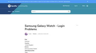 
                            10. Samsung Galaxy Watch - Login Problems - The Spotify Community