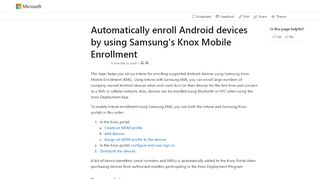 
                            8. Samsung Knox Mobile Enrollment - Microsoft Docs
