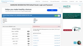 
                            8. SAMSUNG MODEM ROUTER Default Router Login and Password