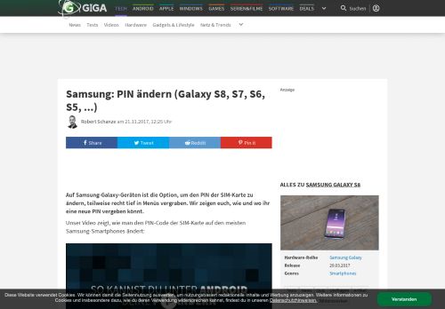 
                            8. Samsung: PIN ändern (Galaxy S8, S7, S6, S5, …) – GIGA