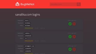 
                            6. sanalika.com passwords - BugMeNot