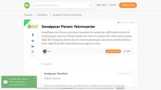 
                            10. Sanalpazar Paramı Yatırmıyorlar - Şikayetvar