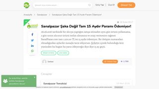 
                            9. Sanalpazar Şaka Değil Tam 15 Aydır Paramı Ödemiyor! - Şikayetvar