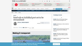 
                            10. Sand sale at Azhikkal port set to be streamlined - The Hindu