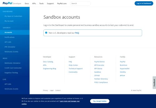 
                            10. Sandbox accounts - PayPal Developer