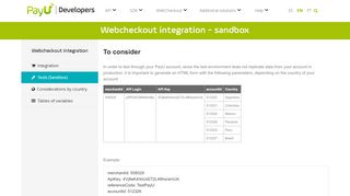 
                            5. Sandbox - PayU Integrations. - PayU Latam