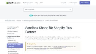 
                            6. Sandbox-Shops für Shopify Plus-Partner · Shopify Help Center