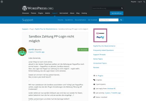
                            7. Sandbox Zahlung PP-Login nicht möglich | WordPress.org