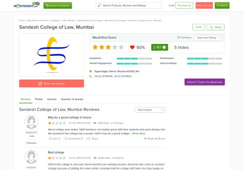 
                            11. SANDESH COLLEGE OF LAW MUMBAI Reviews | Address | Phone ...