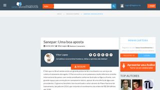 
                            12. Sanepar: Uma boa aposta | Janus Investimentos