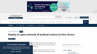 
                            12. Sanitas to open network of medical centres in New Jersey