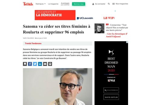 
                            9. Sanoma va céder ses titres féminins à Roularta et supprimer 96 ...