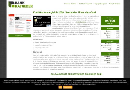 
                            7. Santander 1Plus Visa Card Kreditkarte » Testbericht und Erfahrungen ...