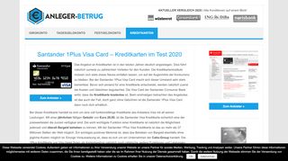 
                            7. Santander 1Plus Visa Card: Kreditkarten Vergleich Testsieger 02/2019