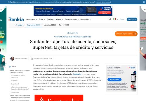 
                            9. Santander: apertura de cuenta, sucursales, SuperNet, tarjetas de ...