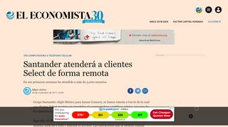 
                            12. Santander atenderá a clientes Select de forma remota | El Economista