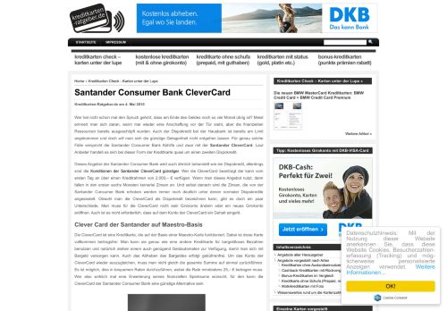 
                            9. Santander Consumer Bank CleverCard - Kreditkarten Ratgeber