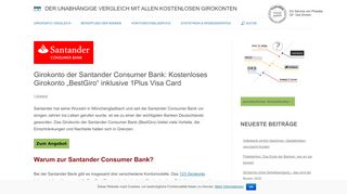
                            9. Santander Consumer Bank: Kostenloses Girokonto inkl 1Plus Visa ...