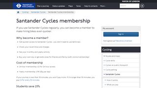 
                            9. Santander Cycles membership - Transport for London