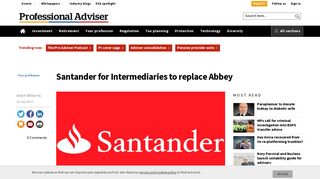 
                            12. Santander for Intermediaries to replace Abbey - Professional Adviser