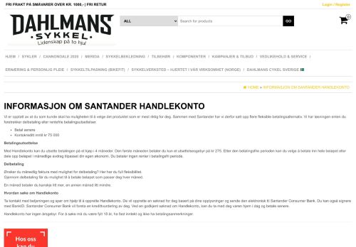 
                            11. Santander handlekonto - Dahlmans Sykkel