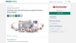 
                            12. ▷ Santander: Neue ComfortCard plus ermöglicht flexiblen Einkauf ...