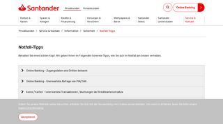 
                            9. Santander - Notfall-Tipps