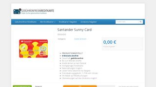 
                            8. Santander Sunny Card MasterCard - Kostenlose Kreditkarte