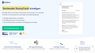 
                            11. Santander SunnyCard online & kostenlos kündigen - Volders