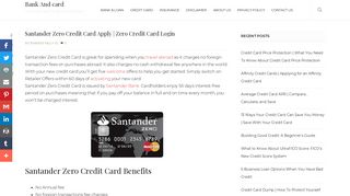
                            5. Santander Zero Credit Card Apply | Zero Credit Card Login