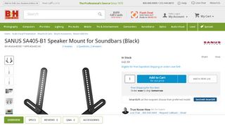 
                            11. SANUS SA405-B1 Speaker Mount for Soundbars (Black) - B&H