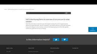 
                            11. SAP Ariba Buying Demo An overview of our procure-to-order solution