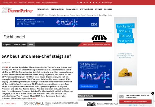 
                            7. SAP baut um: Emea-Chef steigt auf - channelpartner.de