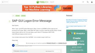 
                            10. SAP GUI Logon Error Message - IT Toolbox