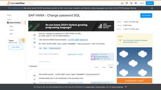 
                            11. SAP HANA - Change password SQL - Stack Overflow