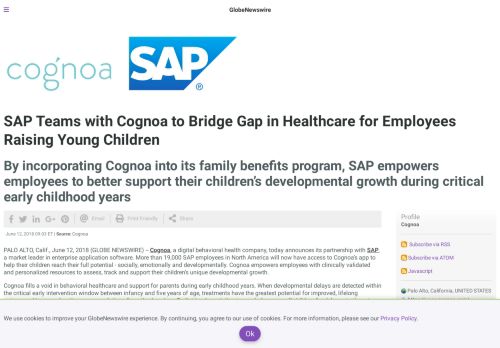 
                            10. SAP Teams with Cognoa to Bridge Gap in Healthcare for Employees ...