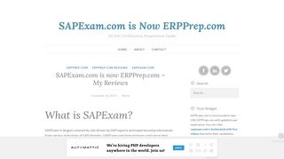 
                            13. SAPExam.com is now ERPPrep.com – My Reviews – SAPExam ...
