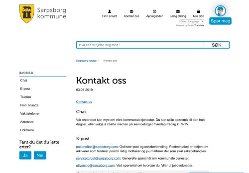 
                            9. Sarpsborg kommune - Kontakt oss
