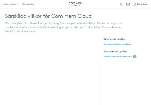 
                            4. Särskilda villkor för Com Hem Cloud - Com Hem