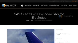 
                            12. SAS Credits will become SAS for Business - Munros Travel