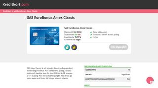 
                            7. SAS EuroBonus Amex Classic - Samla SAS poäng | Kreditkort.com