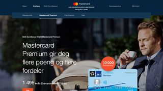 
                            4. SAS EuroBonus Mastercard Premium vårt beste kredittkort